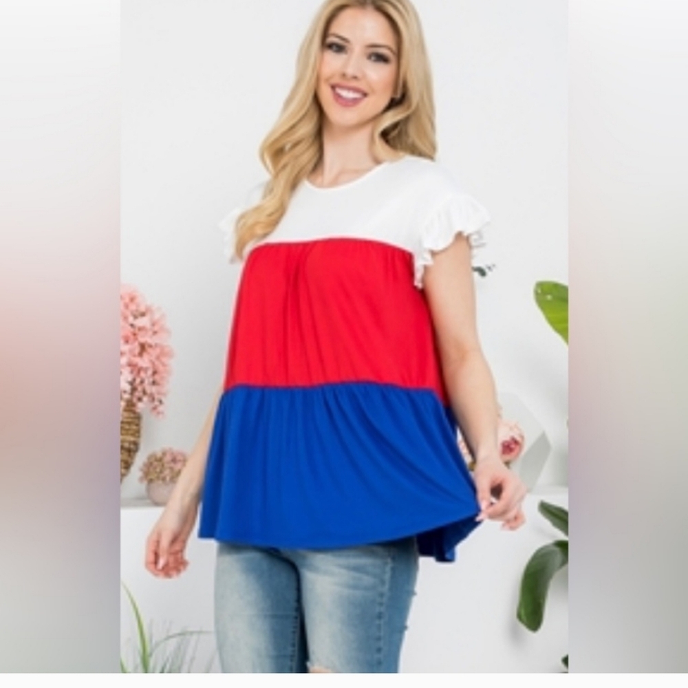 New womens red white blue top sz medium